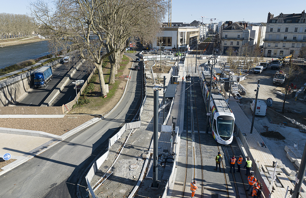 Photo d&#039;essai des nouvelles lignes de tramway d&#039;Angers Loire M&eacute;tropole
