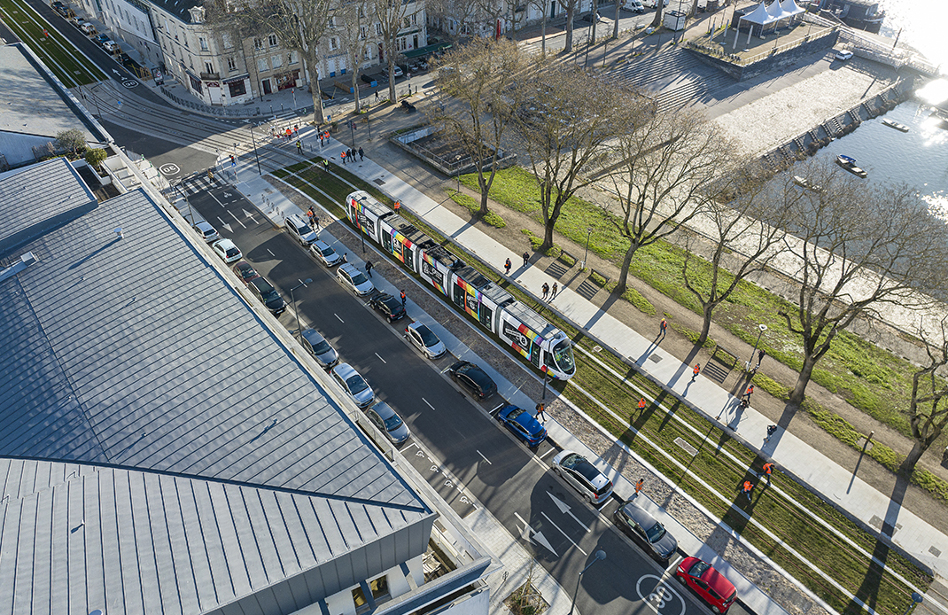 Photo d&#039;essai des nouvelles lignes de tramway d&#039;Angers Loire M&eacute;tropole