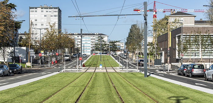 Photo de la voie du tramway &agrave; Monplaisir.