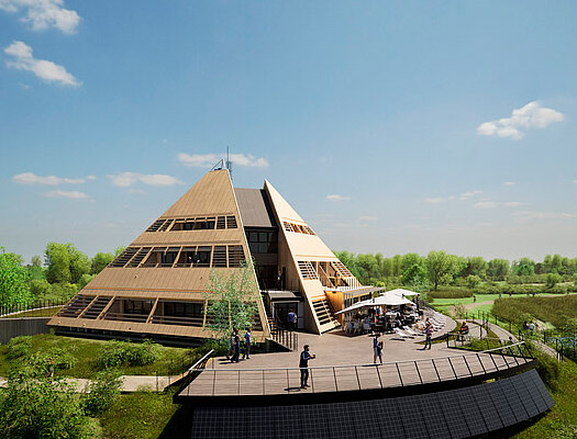 Vue d'architecte de la pyramide rénovée